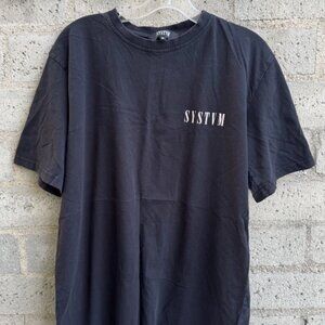 SYSTVM Logo Roses Mens S/S Tee Shirt T-Shirt Black Mens Size Medium USED